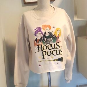 Hocus Pocus Disney Crewneck Sweatshirt Cropped Raw Hem Large